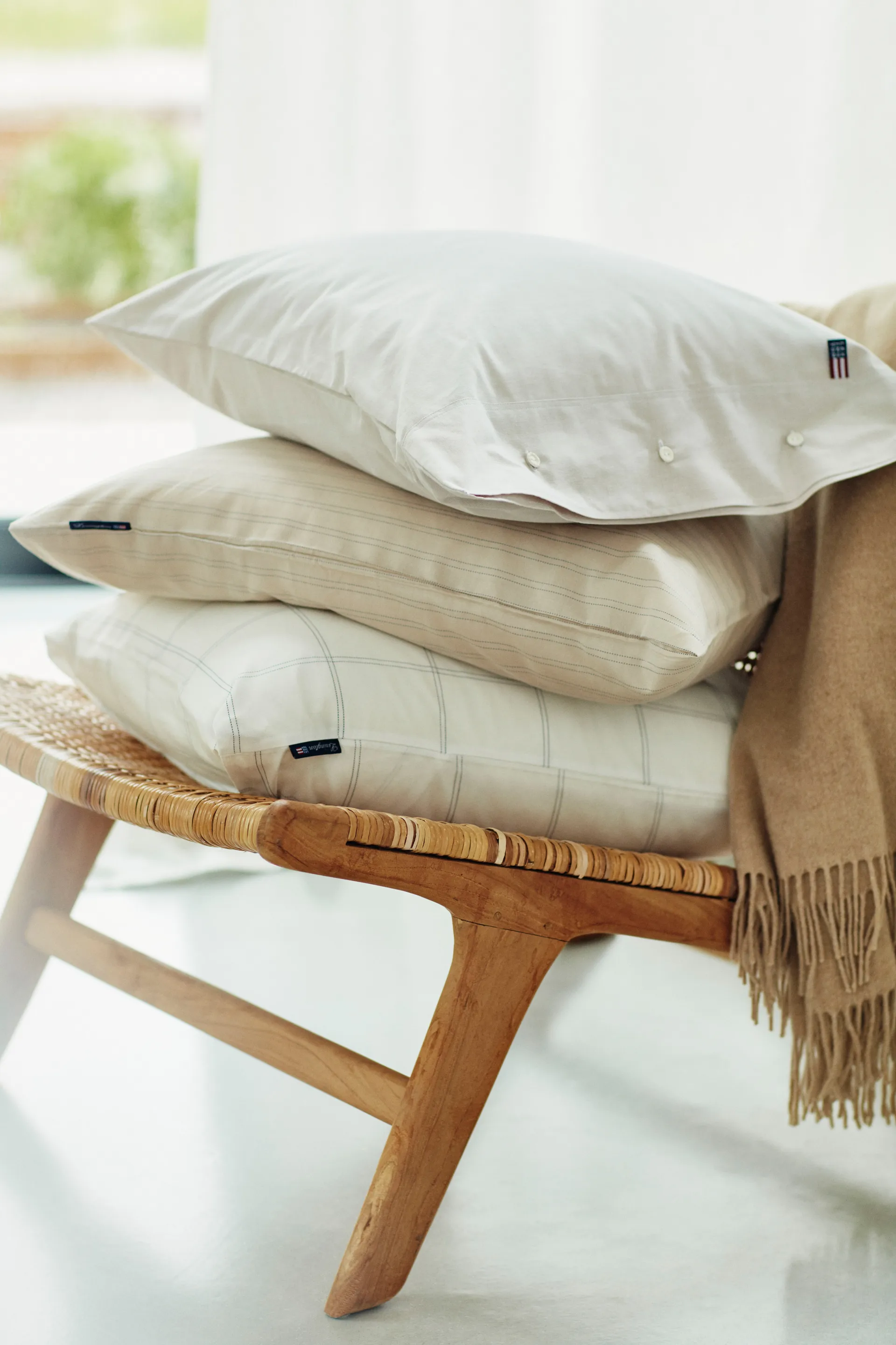 체크 베개커버 봄울-리오셀 50x60 cm, Off white-dark blue Lexington | 렉싱턴