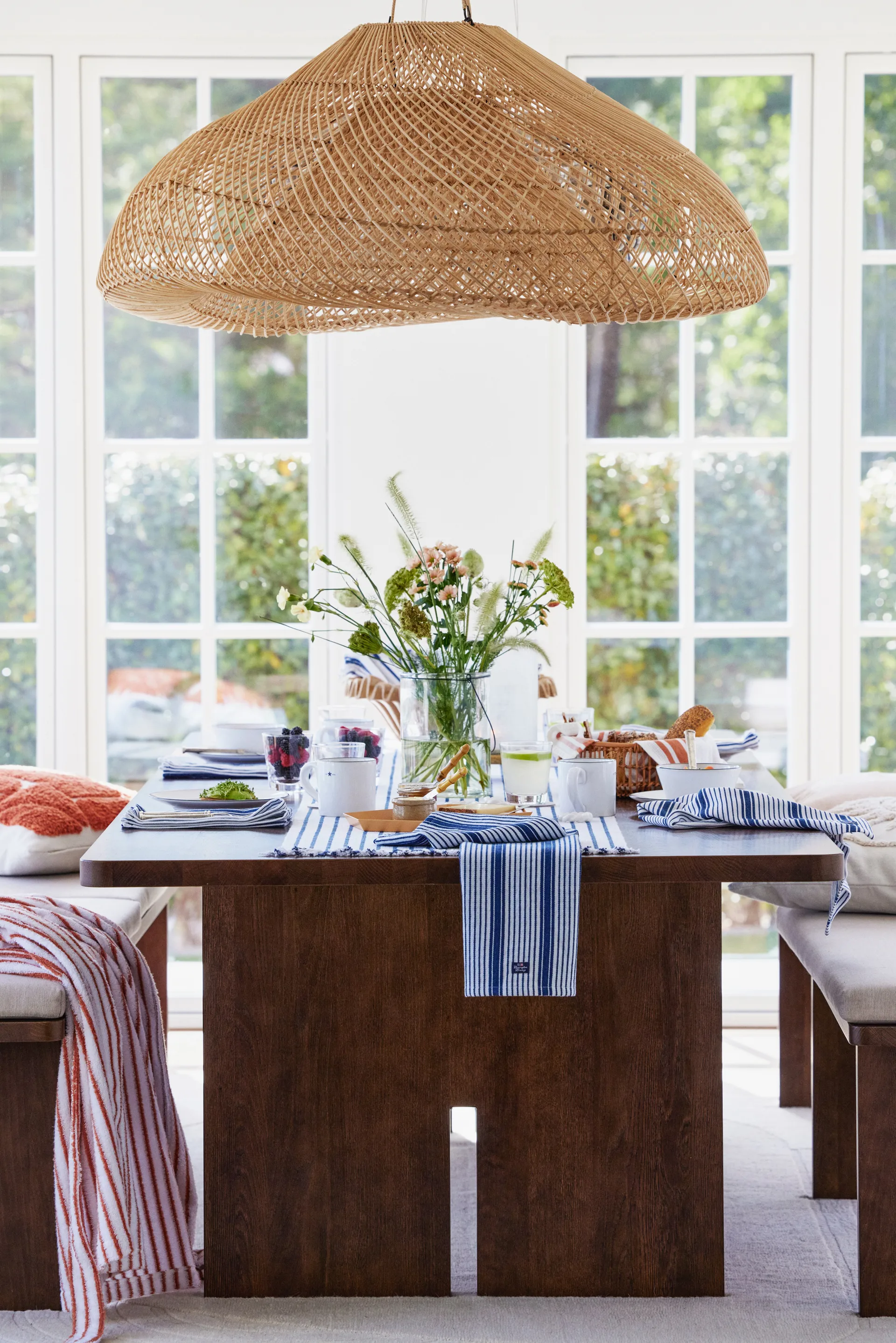 스트라이프 오가닉 코튼 주방 타월 50x70 cm, Navy Lexington | 렉싱턴