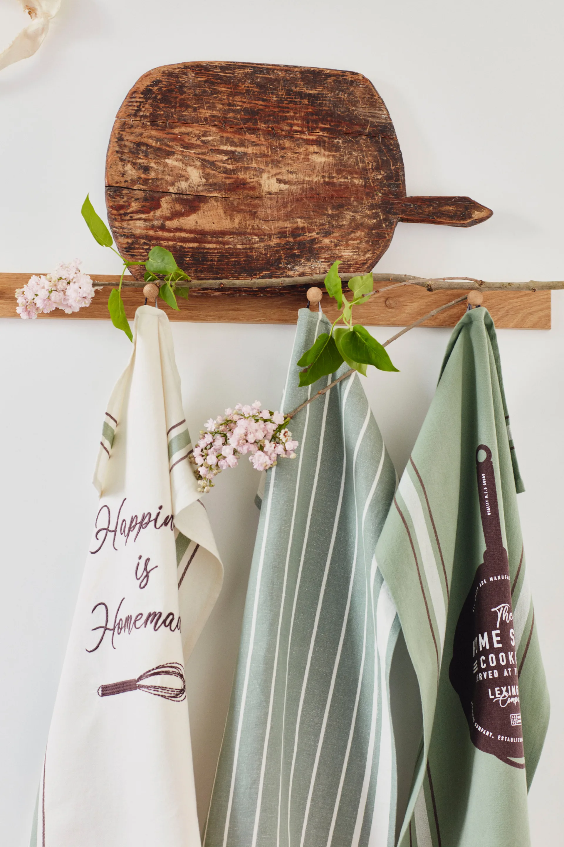 해피니스 오가닉 코튼 주방 타올 50x70 cm, White-green Lexington | 렉싱턴