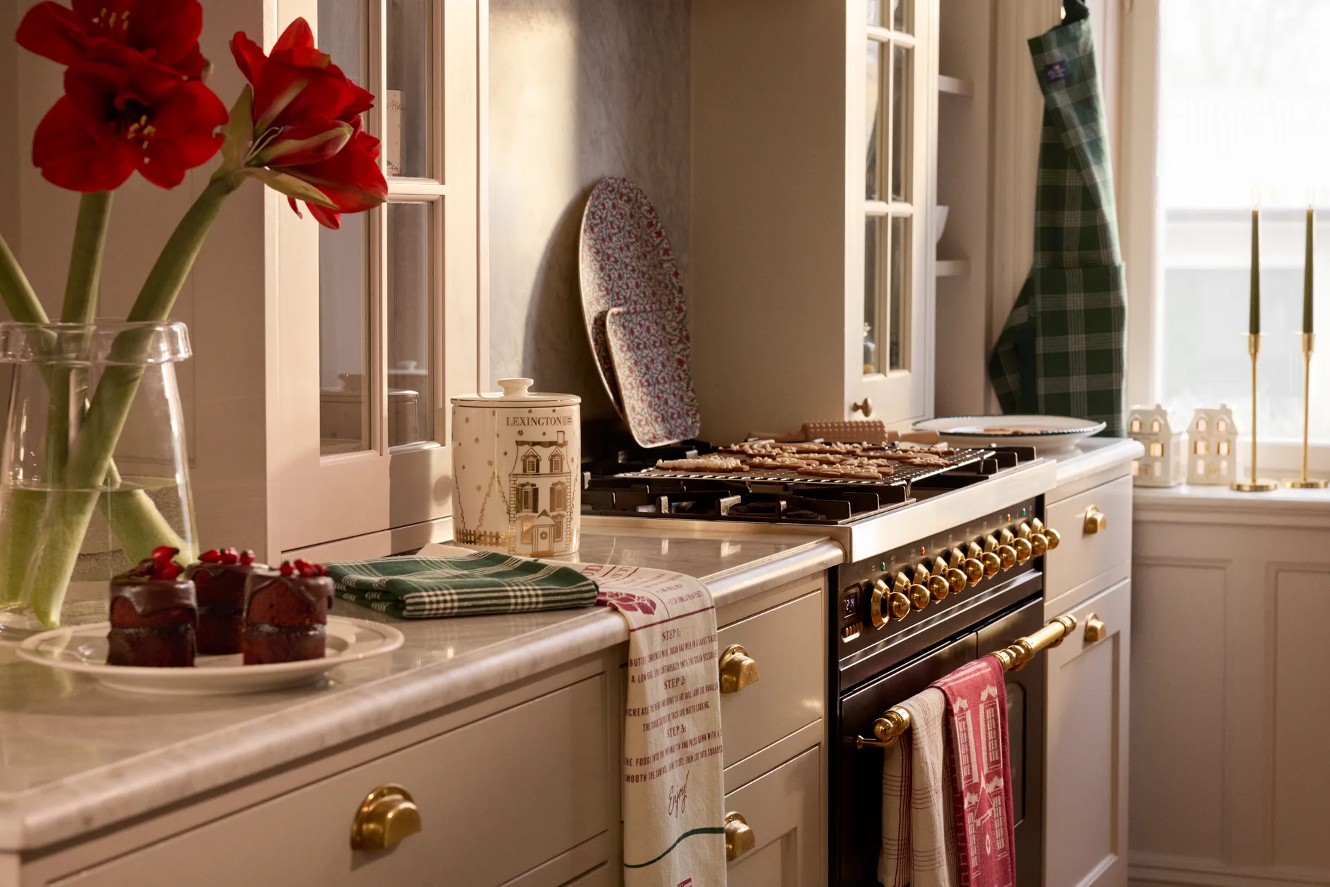 체크 린넨/코튼 키친 타월 50x70 cm, White-red Lexington | 렉싱턴