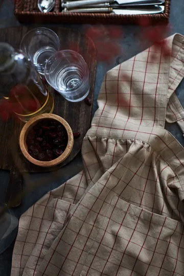 체크 오가닉 코튼 옥스포드 앞치마 - Beige-red - Lexington | 렉싱턴