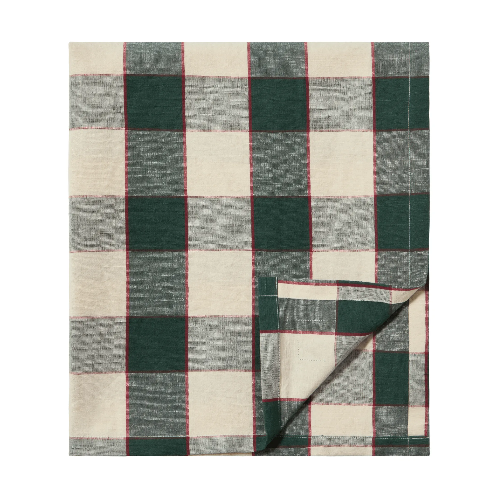 Checked 코튼 리넨 테이블클로스 150x250 cm, Green-light beige-red Lexington | 렉싱턴