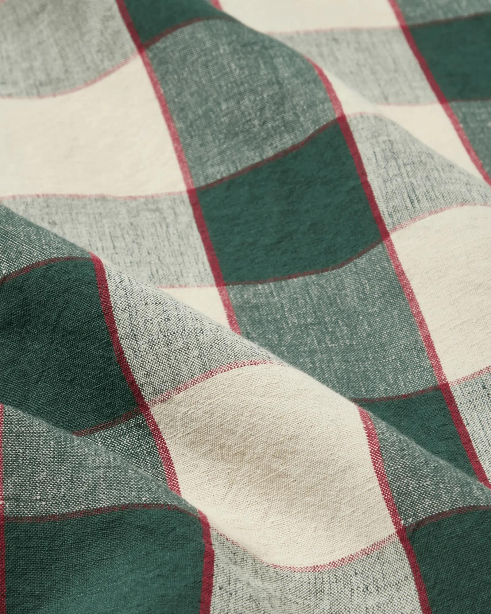 Checked 코튼 리넨 테이블클로스 150x250 cm, Green-light beige-red Lexington | 렉싱턴