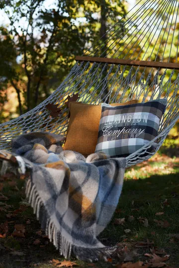 Checked 코튼 플란넬 로고 쿠션 커버 50x50 cm - Beige - Lexington | 렉싱턴