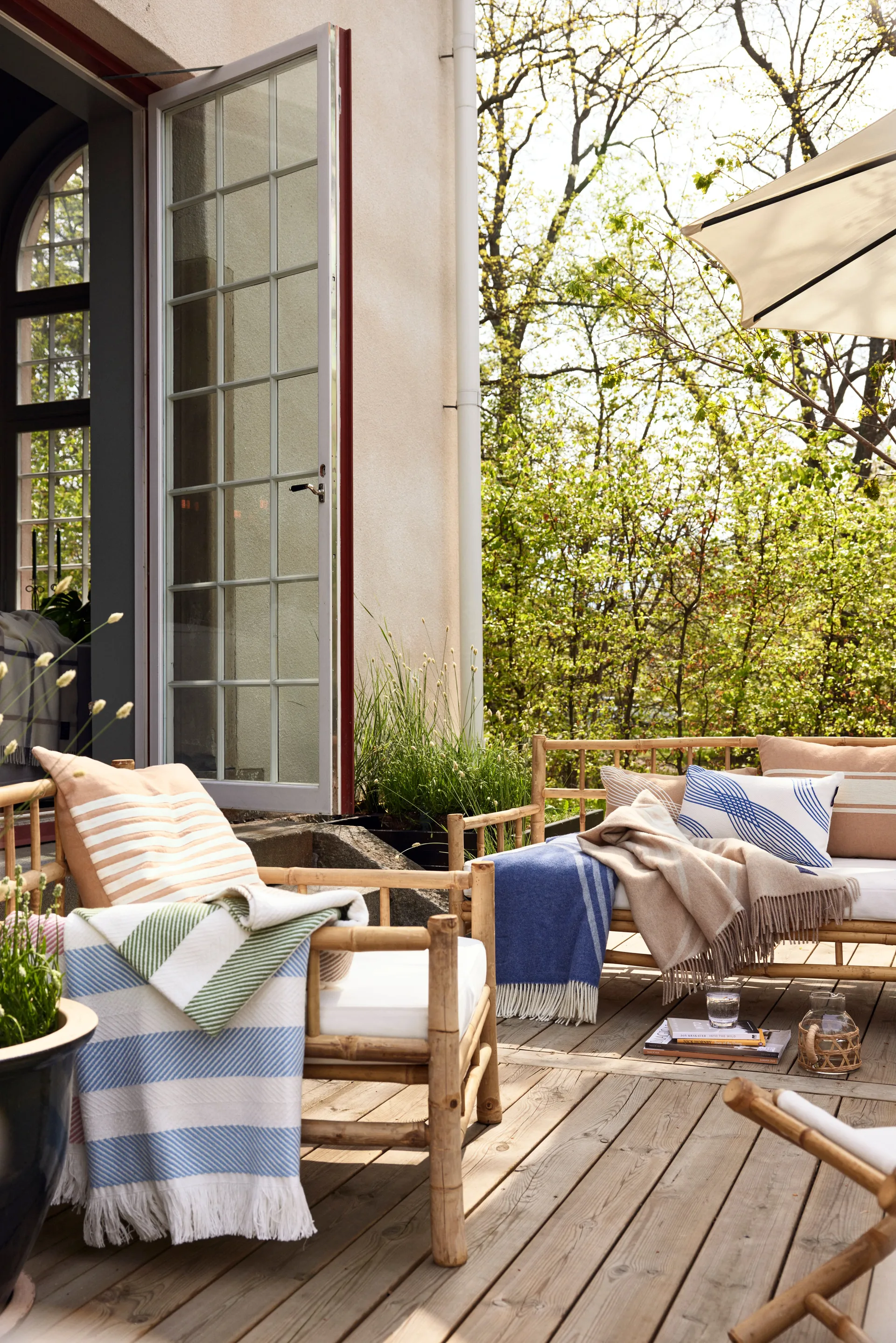 Embroidery 스트라이프 리넨/코튼 쿠션 커버 50x50 cm, Beige-white Lexington | 렉싱턴