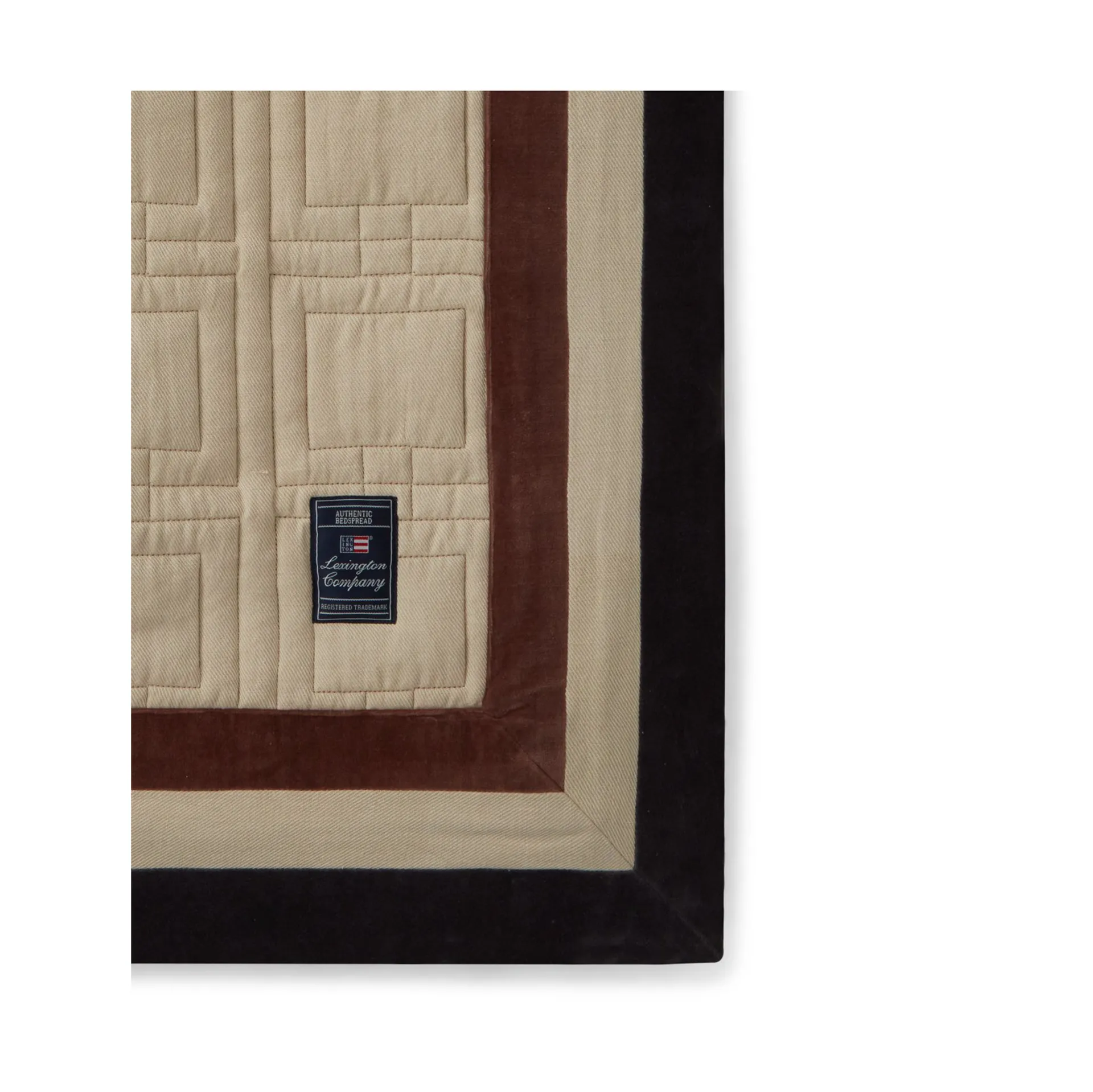 Graphic Quilted 오가닉 코튼 베드 스프레드 160x240 cm, Light beige-brown-dark grey Lexington | 렉싱턴