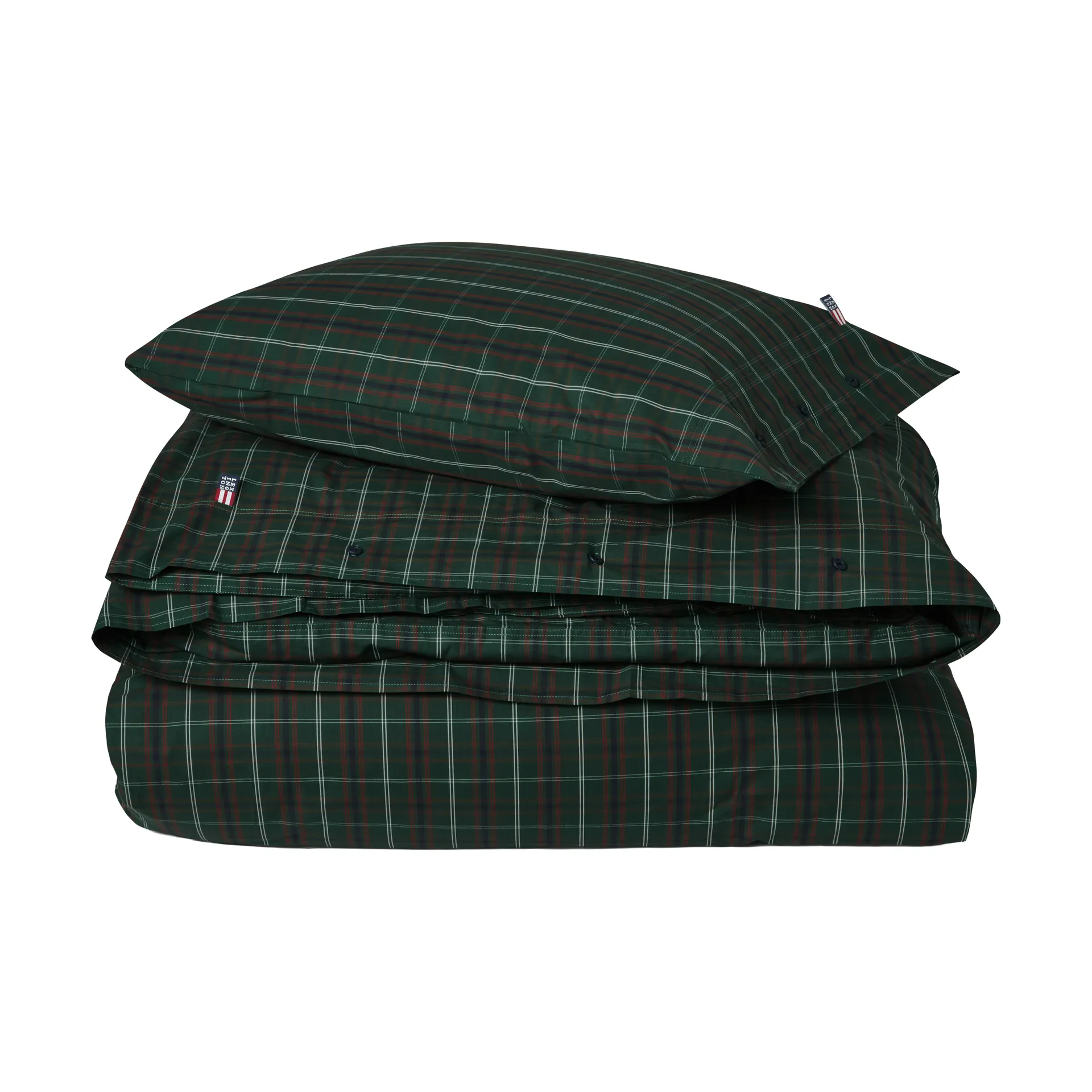 체크 코튼 퍼케일 침구 세트, Green-navy, 2 pcs 50x60 cm/1 pc 220x220 cm Lexington | 렉싱턴