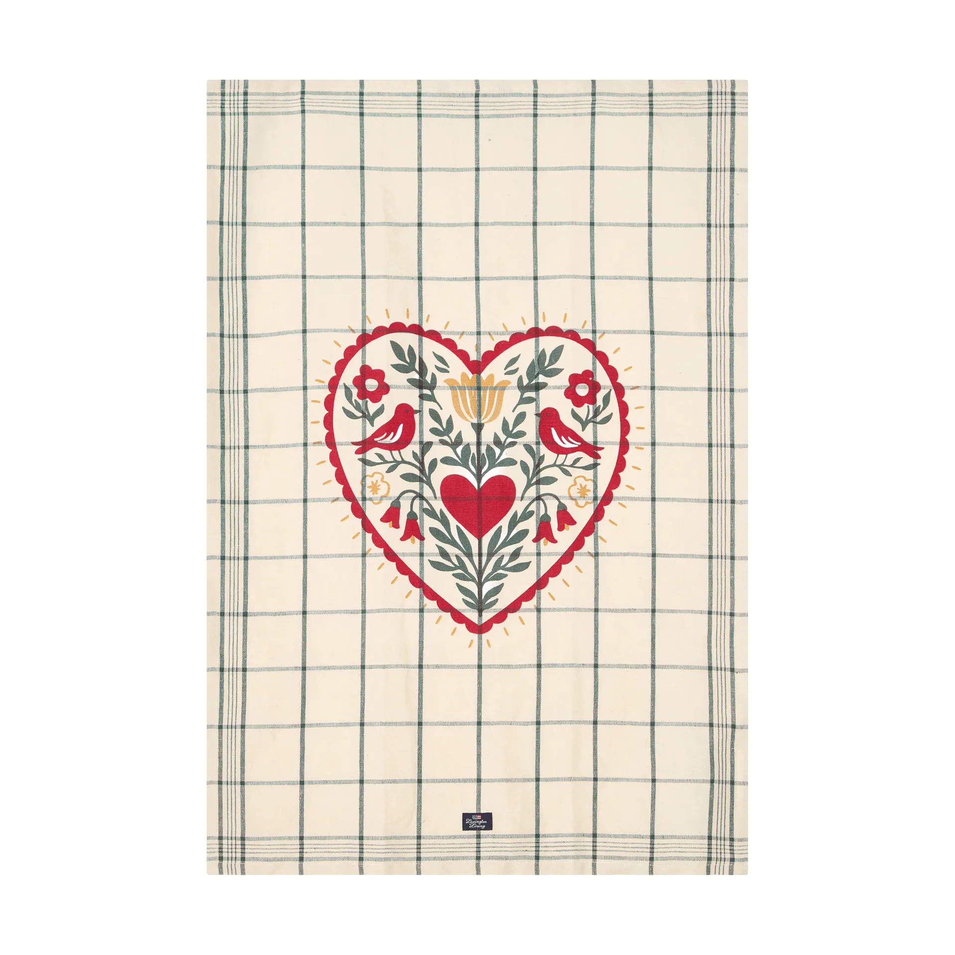 Heart 린넨/코튼 키친 타월, White-green-red, 50x70 cm Lexington | 렉싱턴