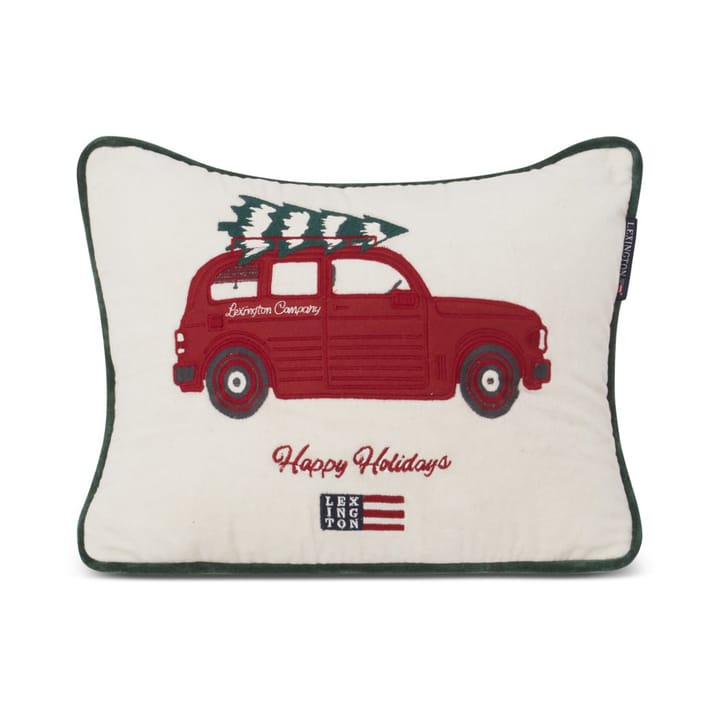 Holiday Car 오가닉 코튼 벨벳 쿠션 30x40 cm, White-red multi Lexington | 렉싱턴