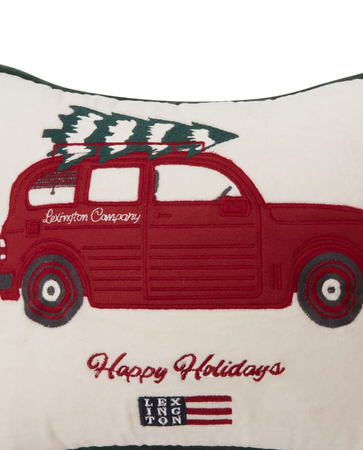Holiday Car 오가닉 코튼 벨벳 쿠션 30x40 cm - White-red multi - Lexington | 렉싱턴