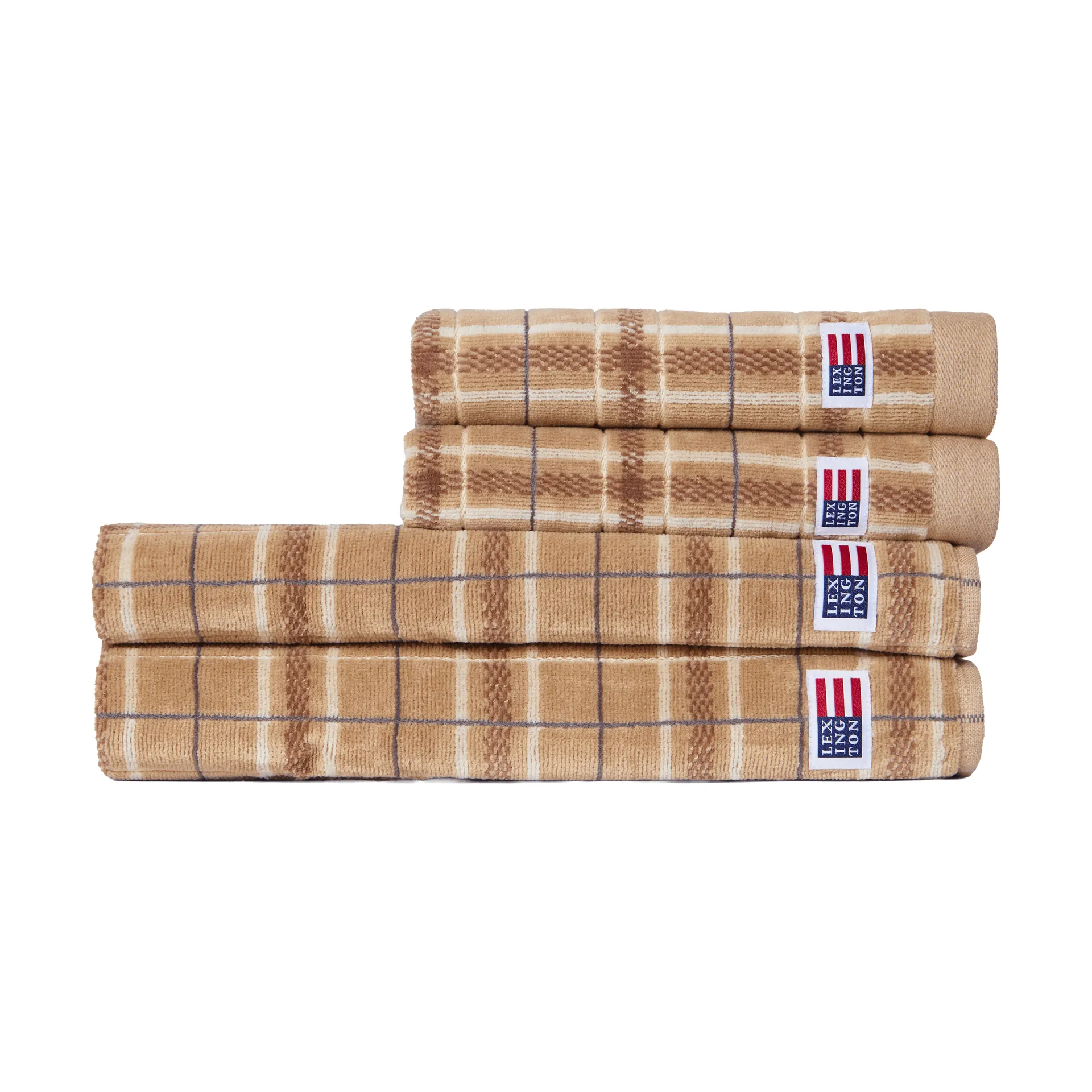 Lexington 체크 타월 4개 세트, Beige-grey, 2 pcs 50x70 cm, 2 pcs 70x30 cm Lexington | 렉싱턴