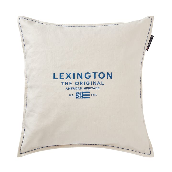 Logo Embroidered 리넨/코튼 쿠션 커버 50x50 cm - White - Lexington | 렉싱턴