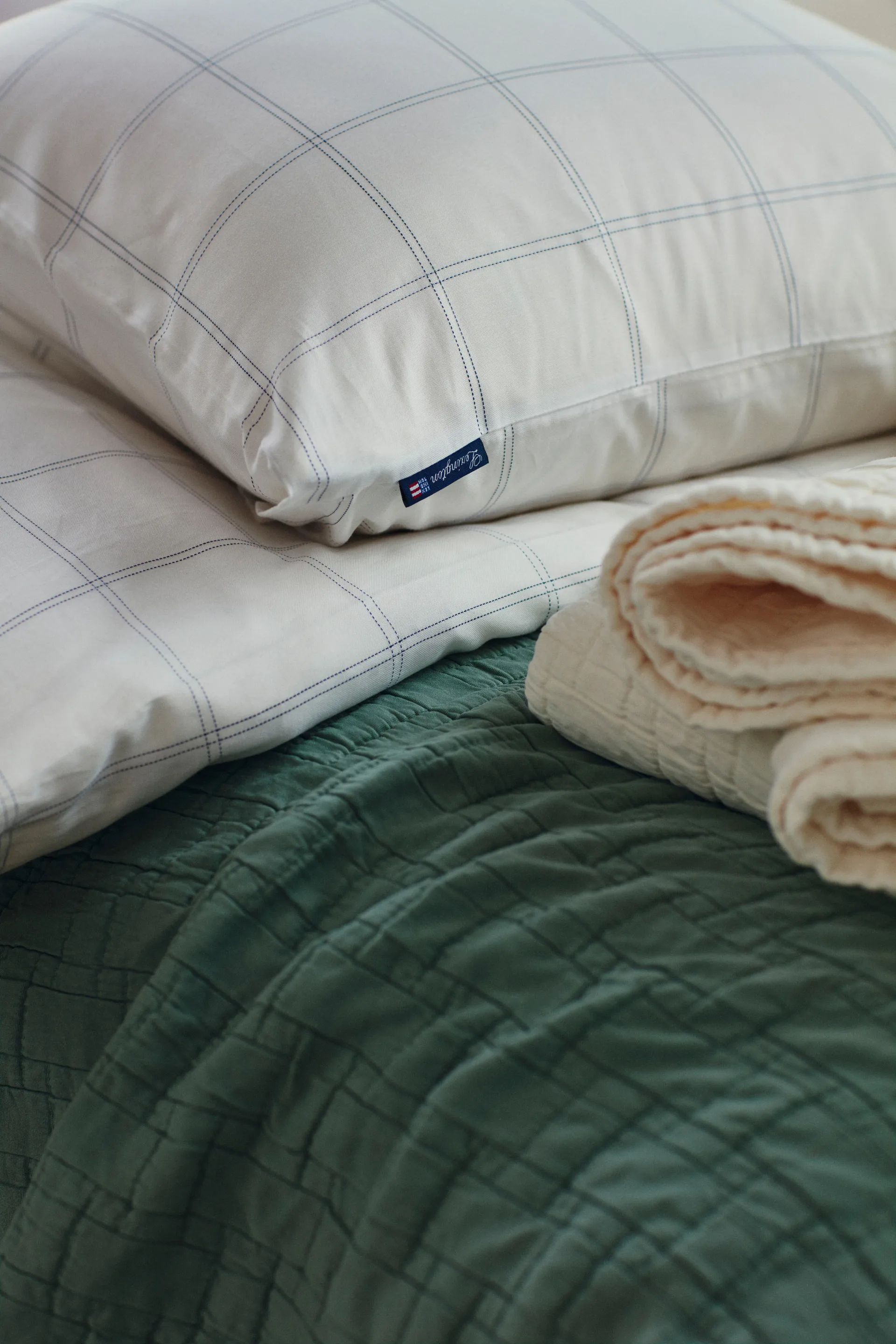 체크 베개커버 코튼-lyocell 150x210 cm, Off white-dark blue Lexington | 렉싱턴