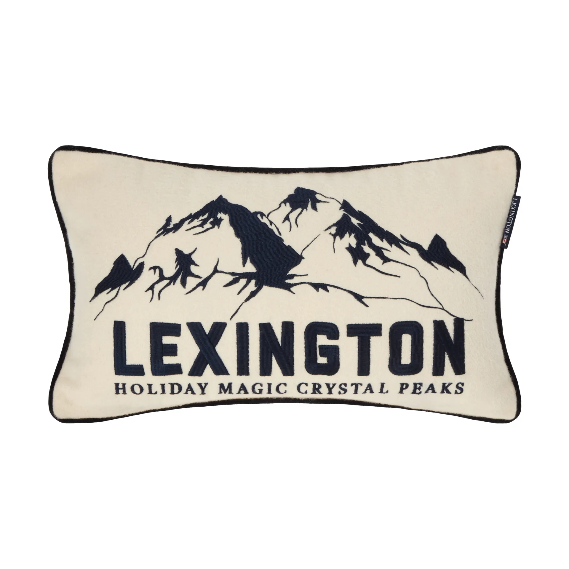 Mountains Logo 울 혼방 데코 쿠션, White-navy, 50x30 cm Lexington | 렉싱턴