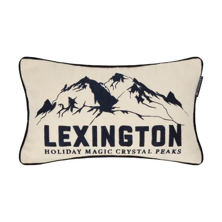 Mountains Logo 울 혼방 데코 쿠션 - White-navy, 50x30 cm - Lexington | 렉싱턴