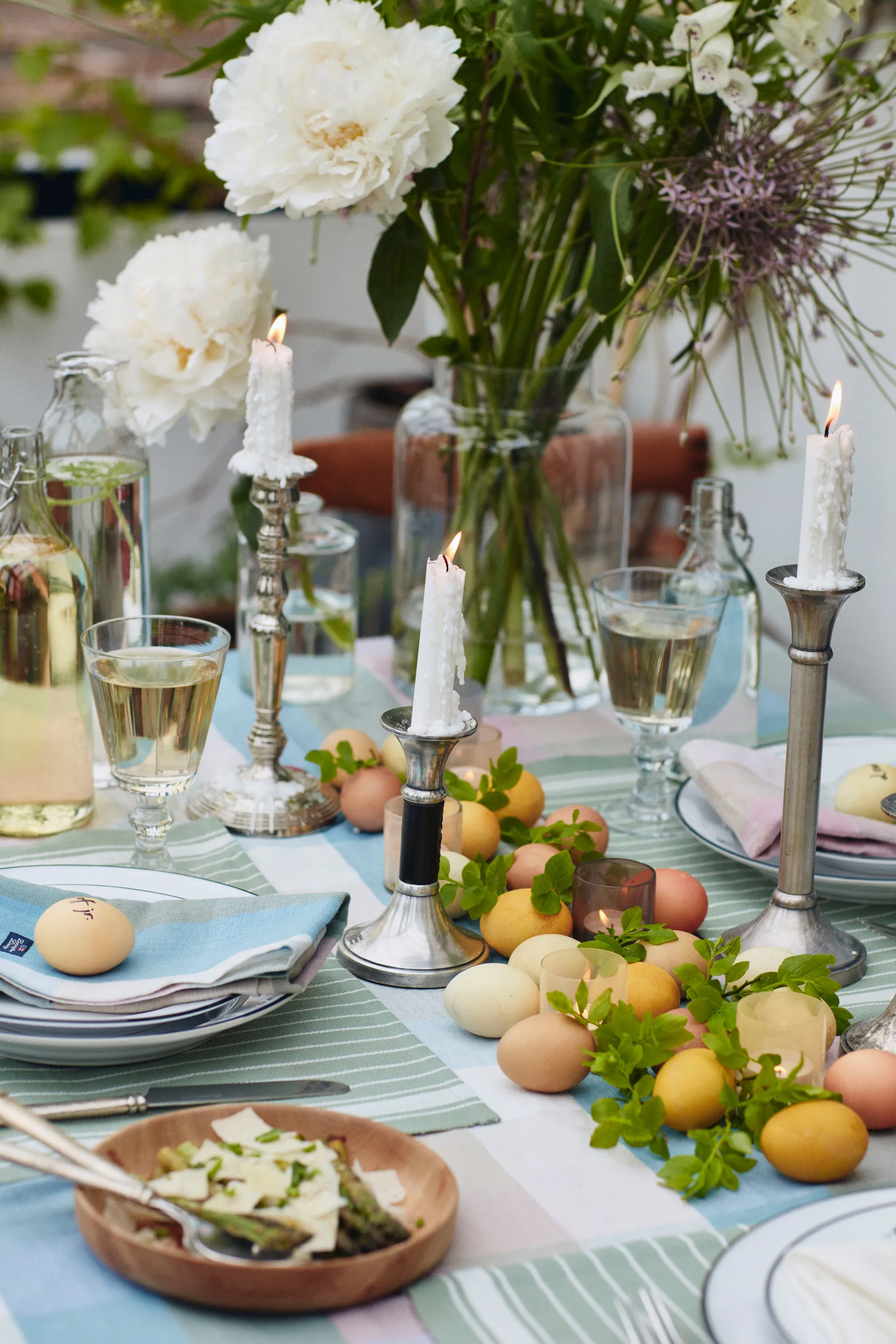 스트라이프 오가닉 코튼 Rips 테이블매트 50x250 cm, Green-white Lexington | 렉싱턴