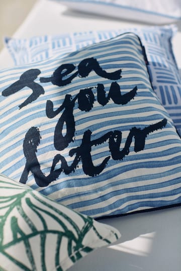 See You Later 코튼 캔버스 베개커버 50x50 cm - White-blue - Lexington | 렉싱턴