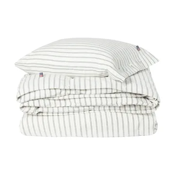Stripe 코튼 플란넬 침구 세트 - White-green-beige, 2 pcs 50x60 cm/1 pc 220x220 cm - Lexington | 렉싱턴