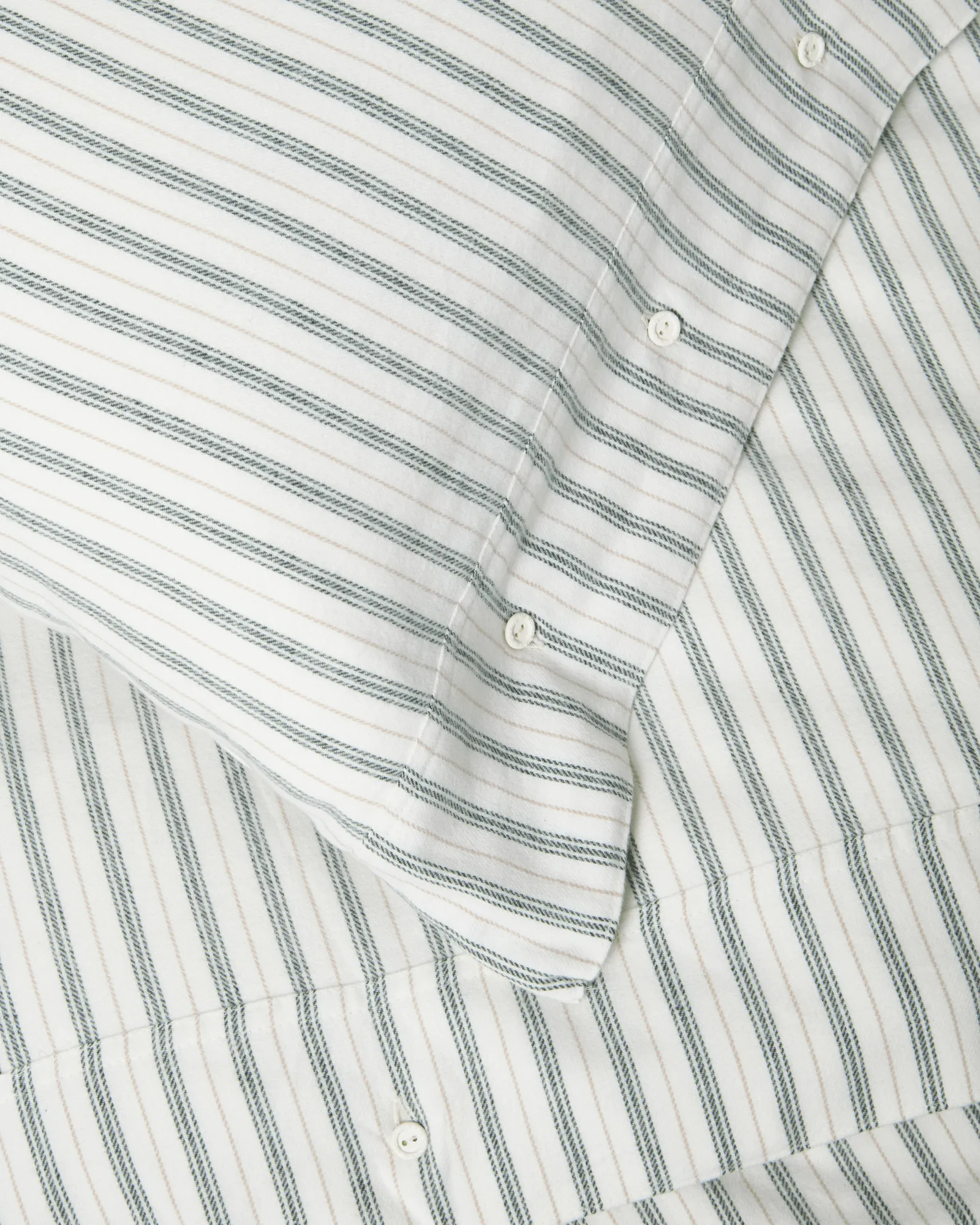 Stripe 코튼 플란넬 침구 세트, White-green-beige, 2 pcs 50x60 cm/1 pc 220x220 cm Lexington | 렉싱턴