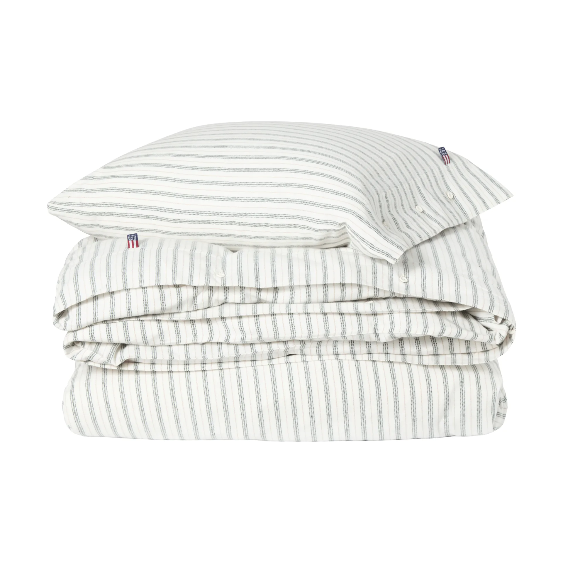 Stripe 코튼 플란넬 침구 세트, White-green-beige, 50x60 cm/150x210 cm Lexington | 렉싱턴