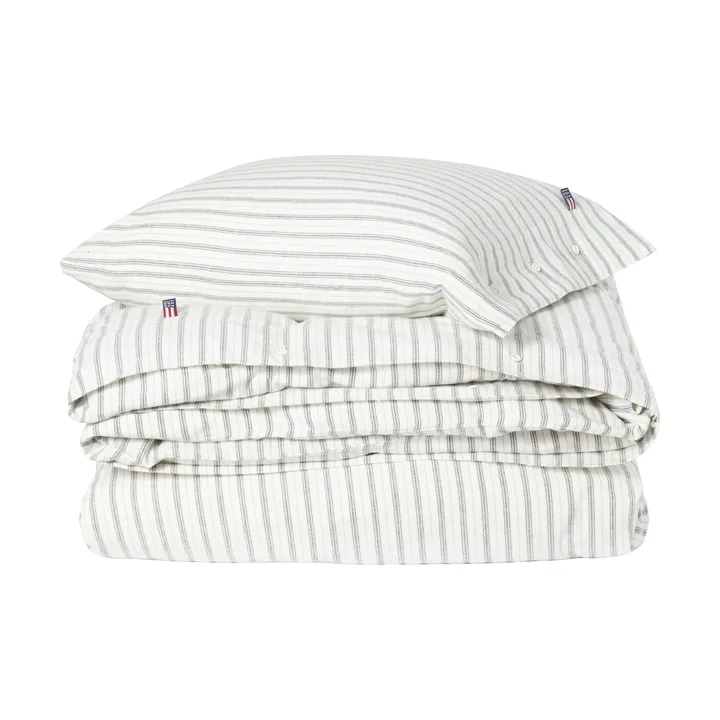 Stripe 코튼 플란넬 침구 세트 - White-green-beige, 50x60 cm/150x210 cm - Lexington | 렉싱턴