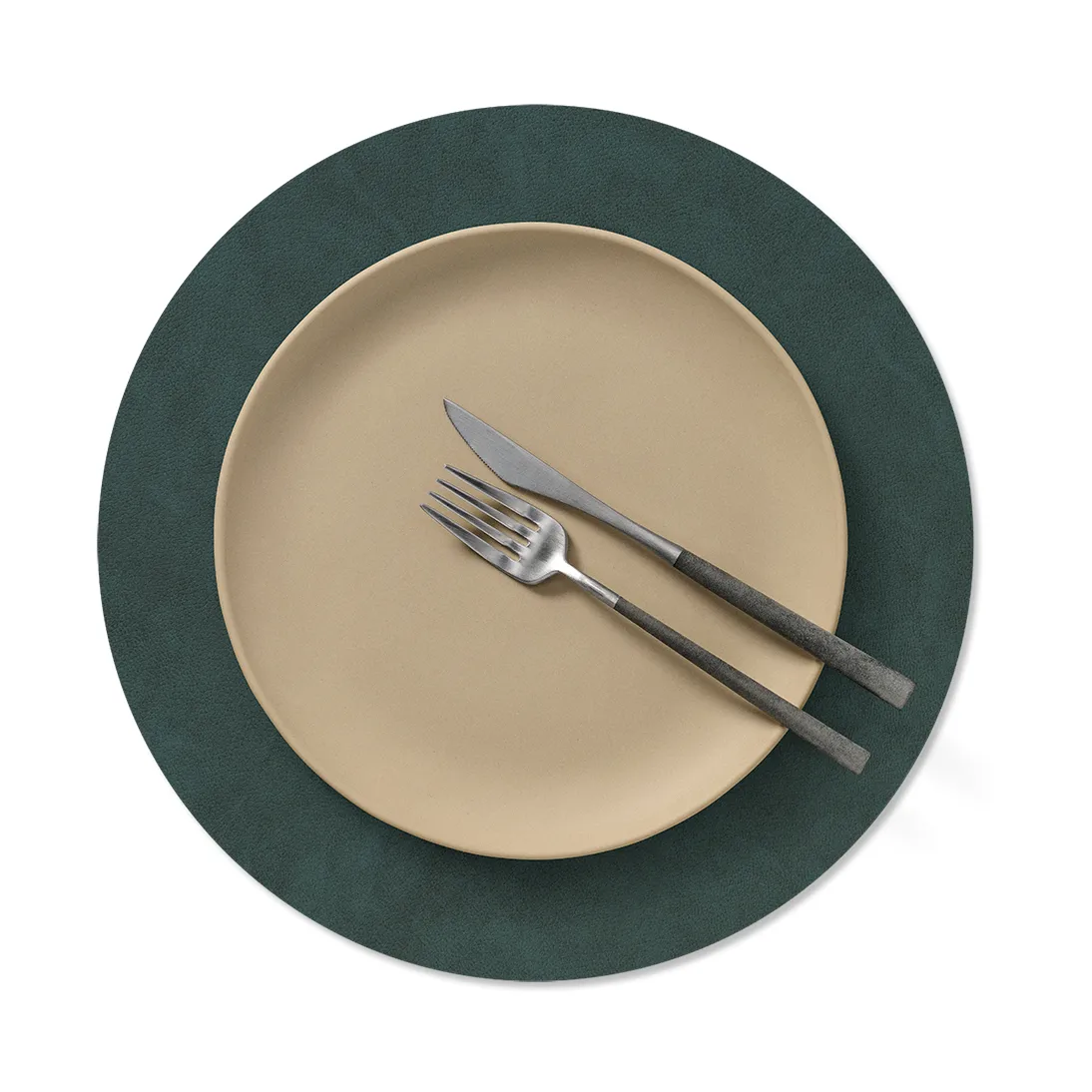 누포 양면 테이블 매트 circle M 1 pcs, Dark green-olive green, Ø30 cm LIND DNA | 린드 DNA