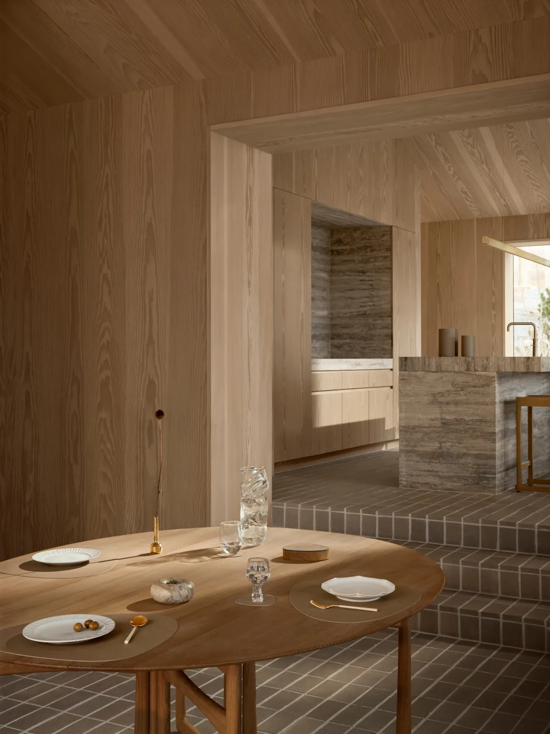 코듀로이 곡선형 테이블매트 L, Nougat LIND DNA | 린드 DNA