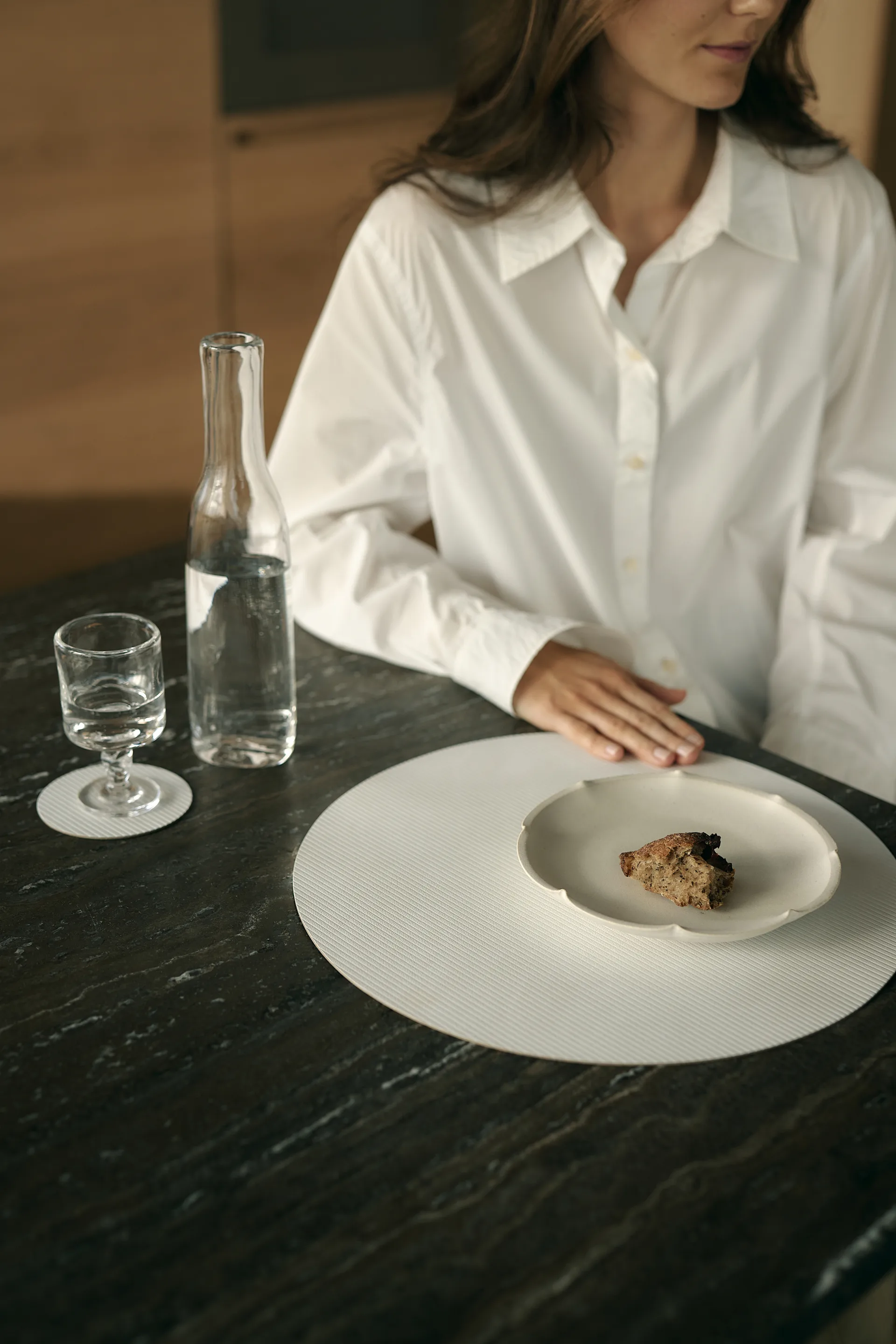 코듀로이 테이블매트, Pure white, circle, L LIND DNA | 린드 DNA