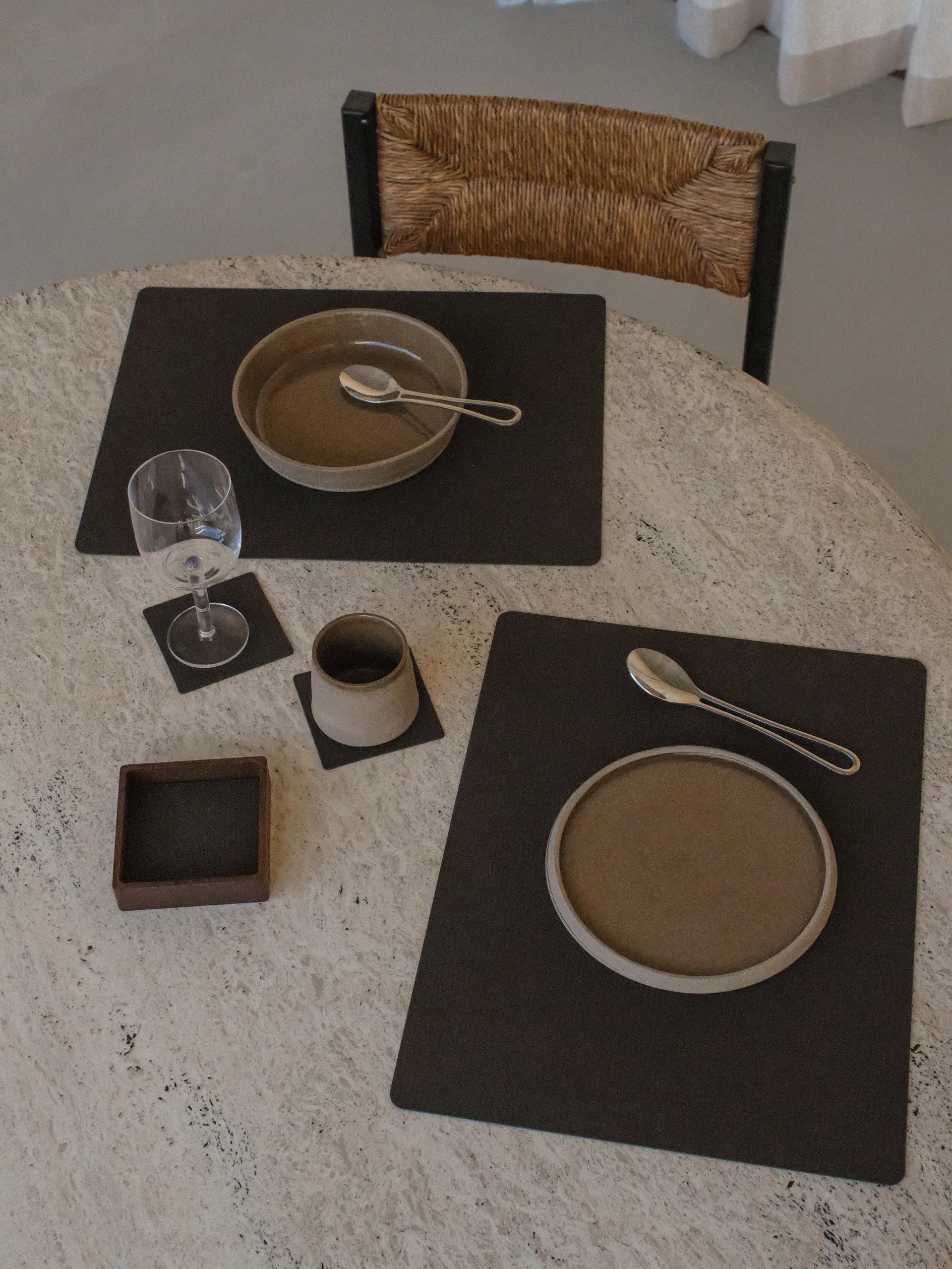 우드 박스 코스터 수납함, Smoked-oak, square, S LIND DNA | 린드 DNA