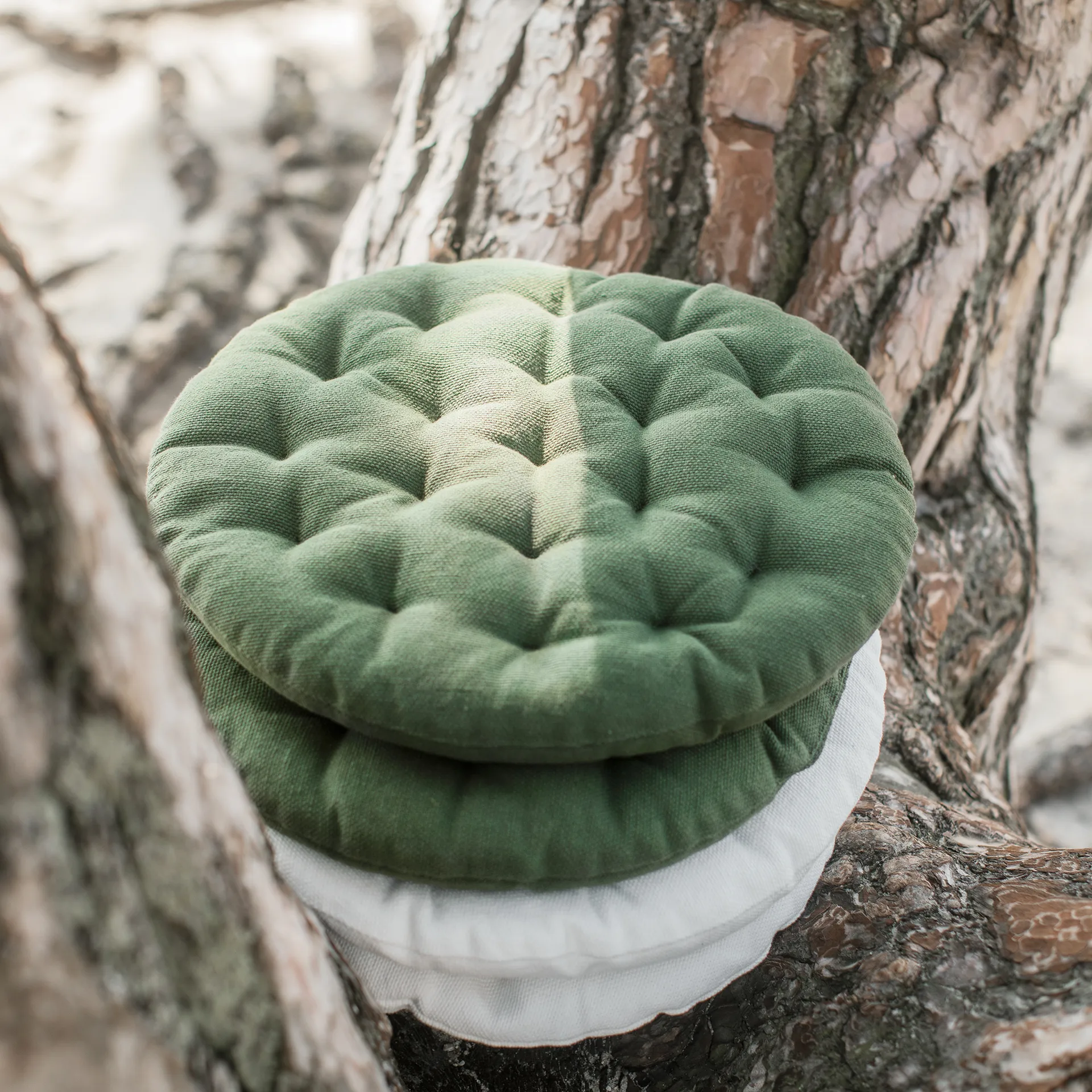 페퍼 의자 패드 Ø37 cm, White Linum | 리눔