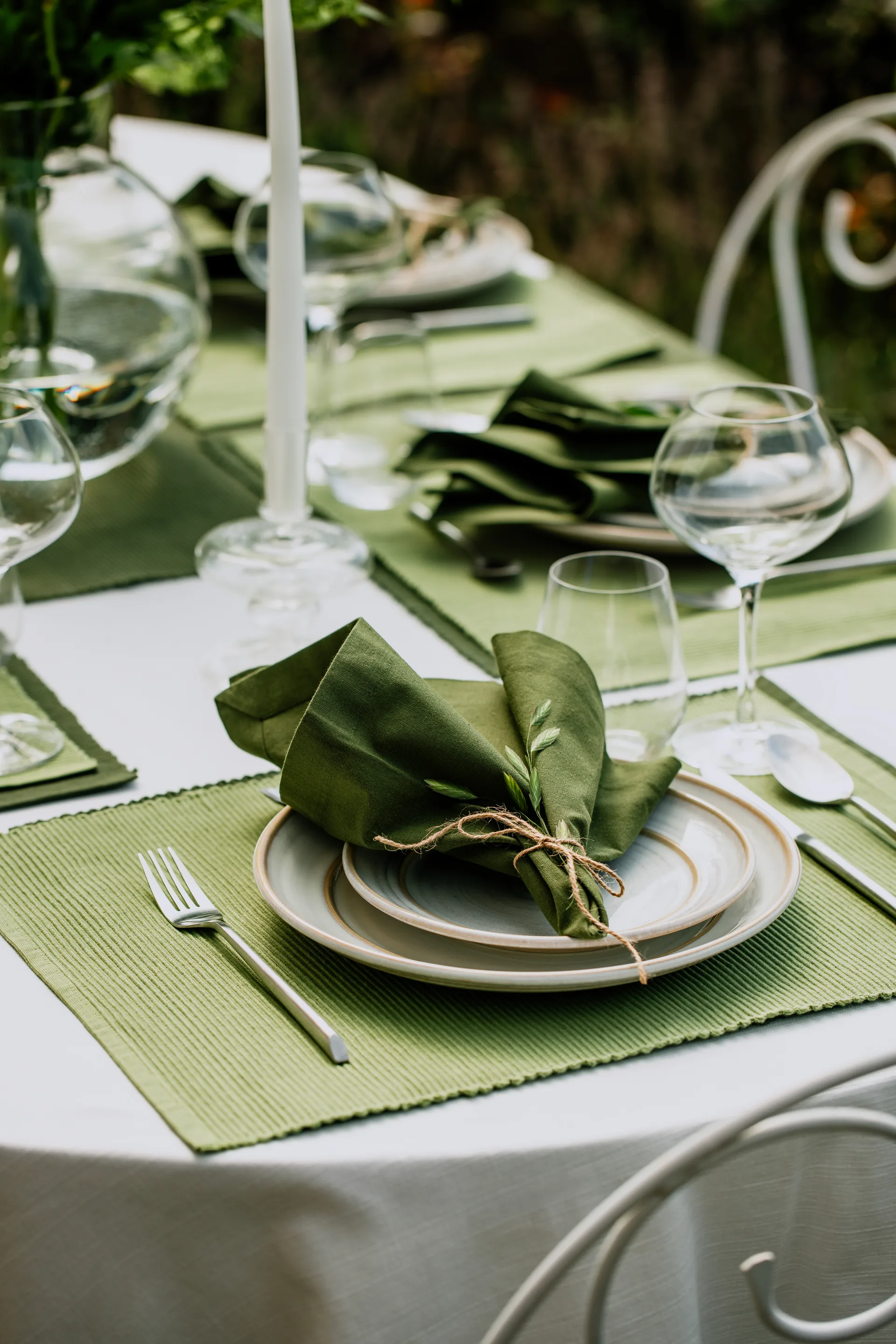 로버트 냅킨 4개 세트, Dark olive green Linum | 리눔