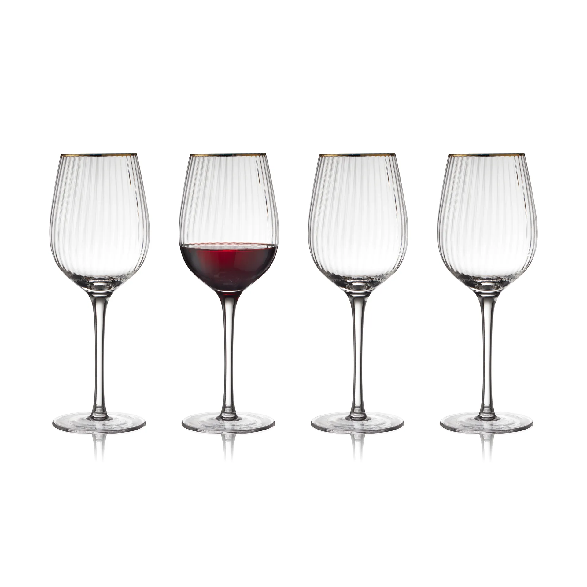 팔레르모 골드 레드와인잔 40 cl 4개 세트, Clear-gold Lyngby Glas | 링비 글라스