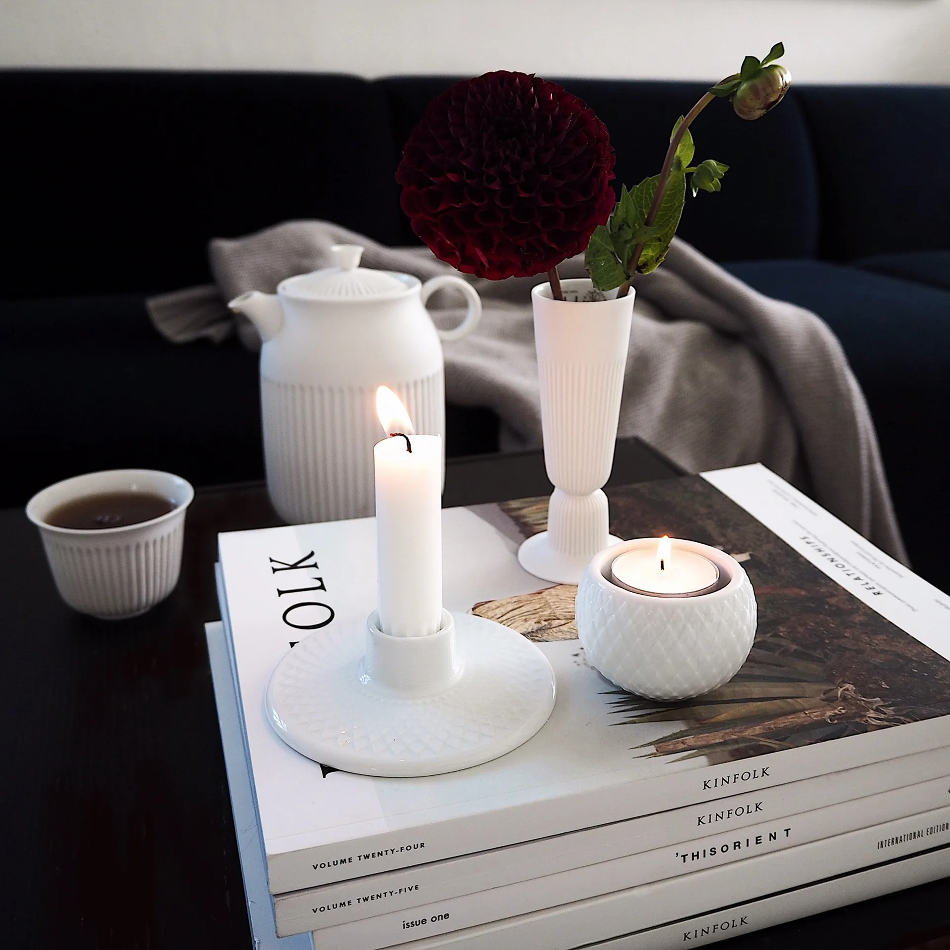 롬브 캔들 홀더 3 cm, White Lyngby Porcelæn | 링비