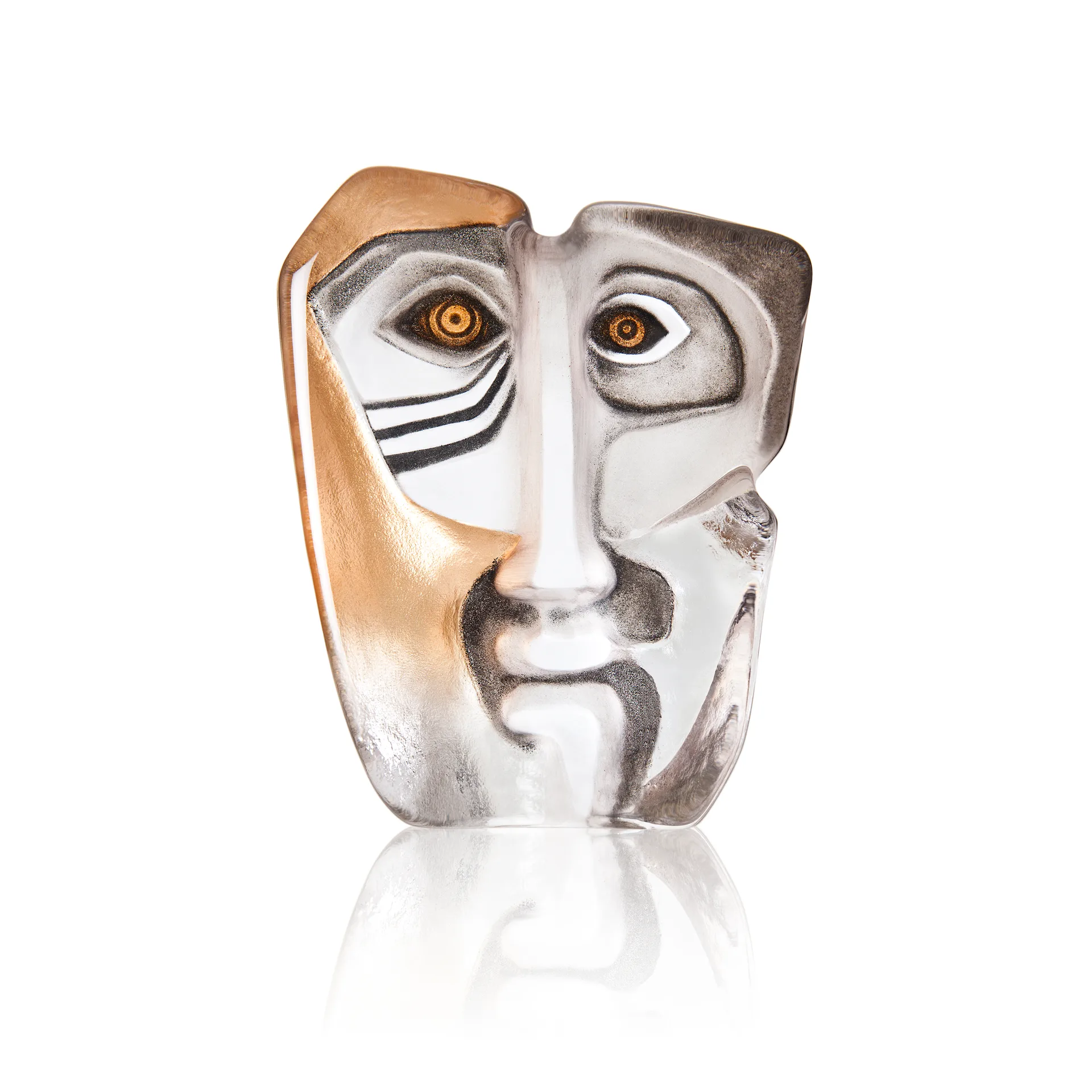 마스크 도미노 유리 조각품, Gold Målerås glasbruk | 몰레로스 글라스브룩