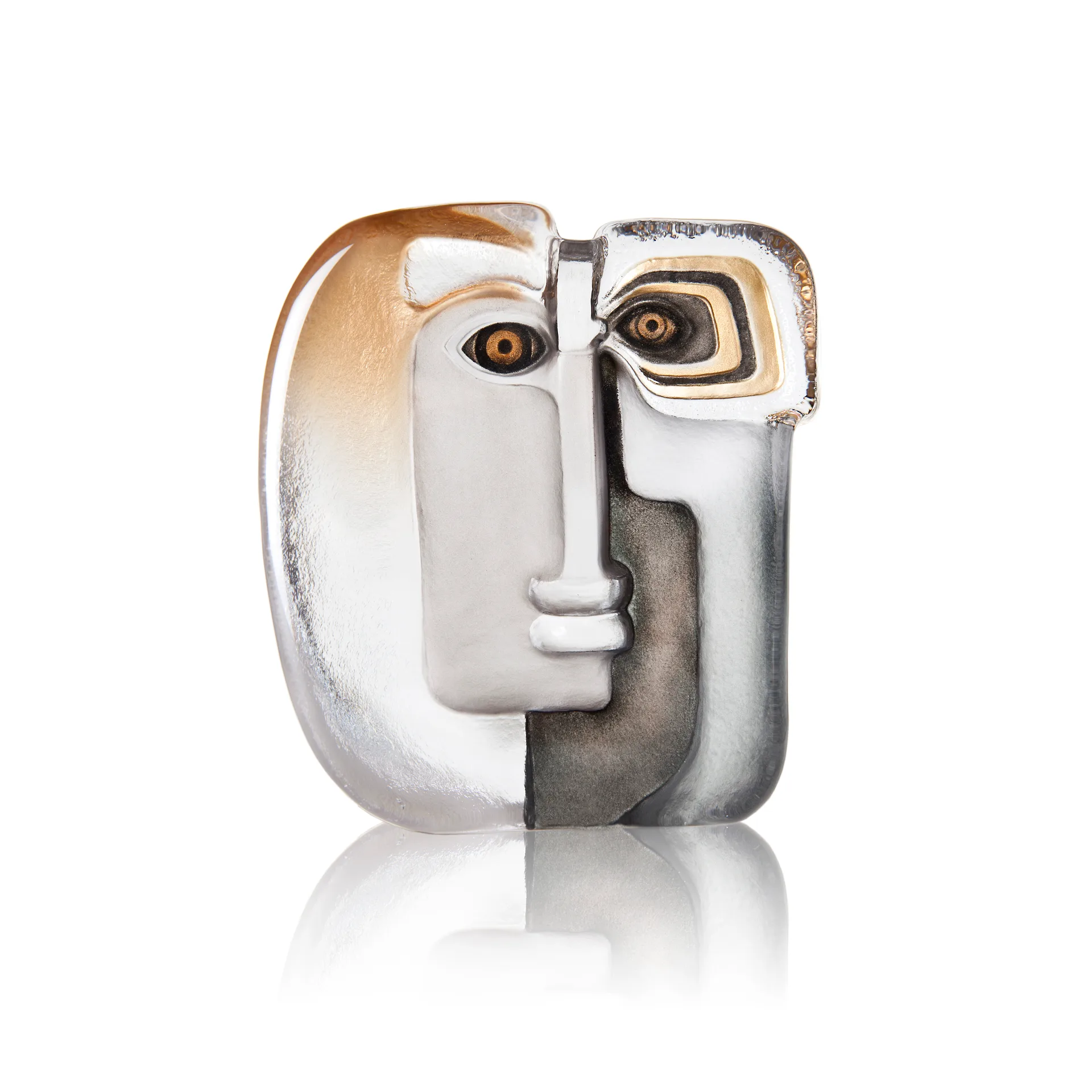 이데오 마스크 Ltd Ed 299ex 유리 조각품, Gold Målerås glasbruk | 몰레로스 글라스브룩