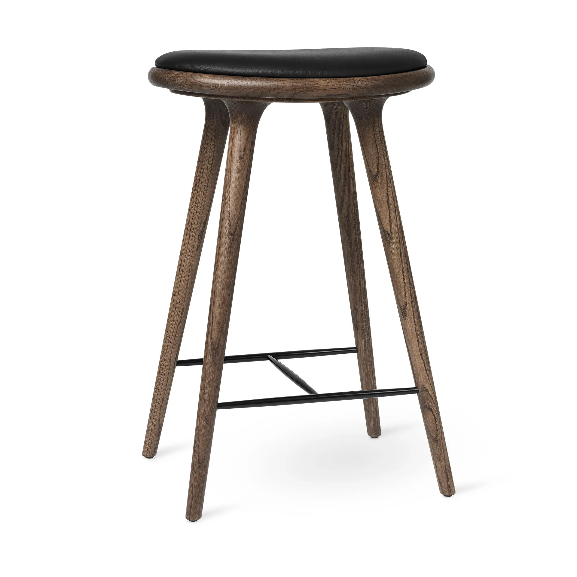 메이터 하이 바스툴 로우 69 cm, leather black, brown stained beech stand Mater | 메이터