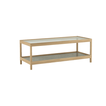 이마 커피 테이블 125x50 cm - White pigmented matt-lacquered oak, limestone - Mavis