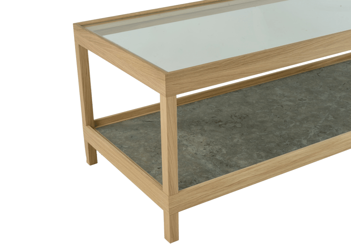 이마 커피 테이블 125x50 cm, White pigmented matt-lacquered oak, limestone Mavis
