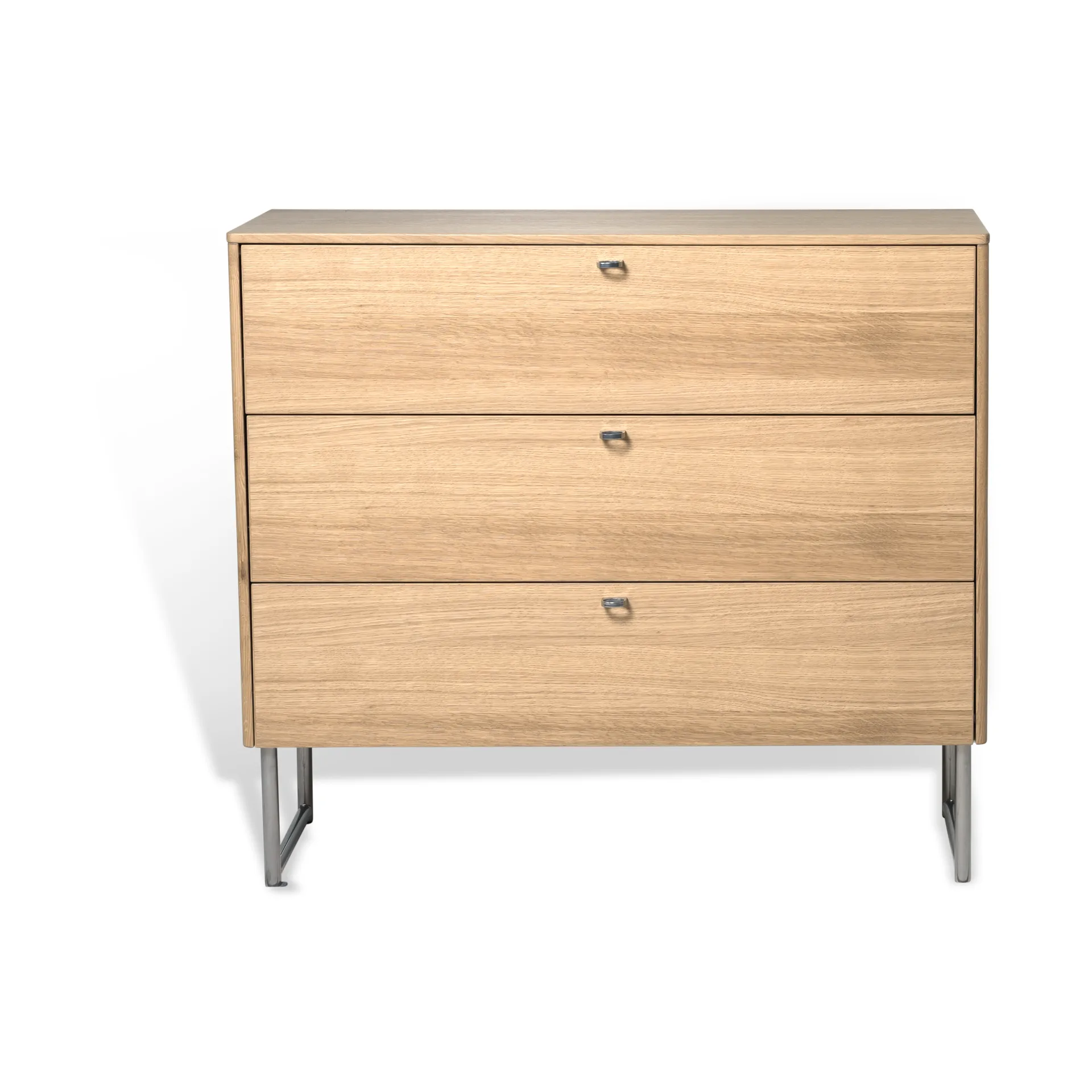 데우스 3단 서랍장, White pigmented matte lacquered oak Mavis
