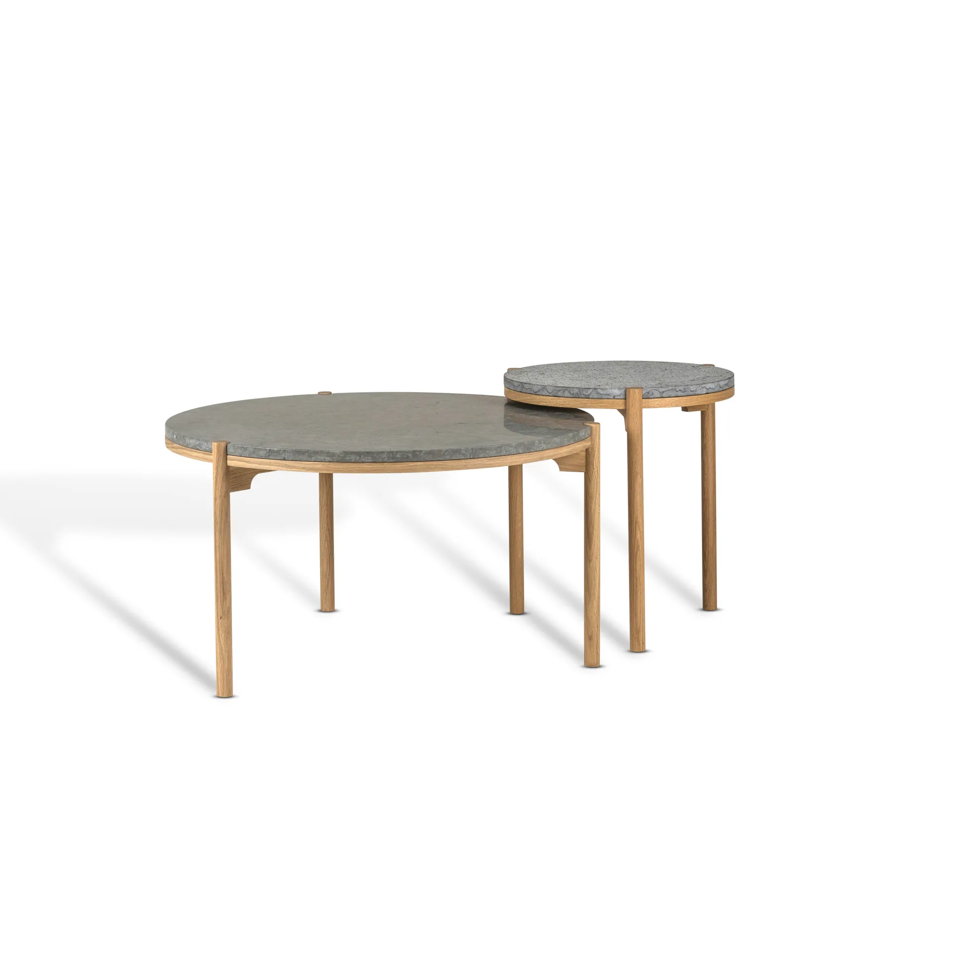 돈도 사이드 테이블 화이트 피그먼티드 오크 Ø45 cm, Honed limestone Mavis