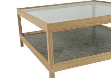 이마 커피 테이블 90x90 cm - White pigmented, matte lacquered oak, limestone - Mavis