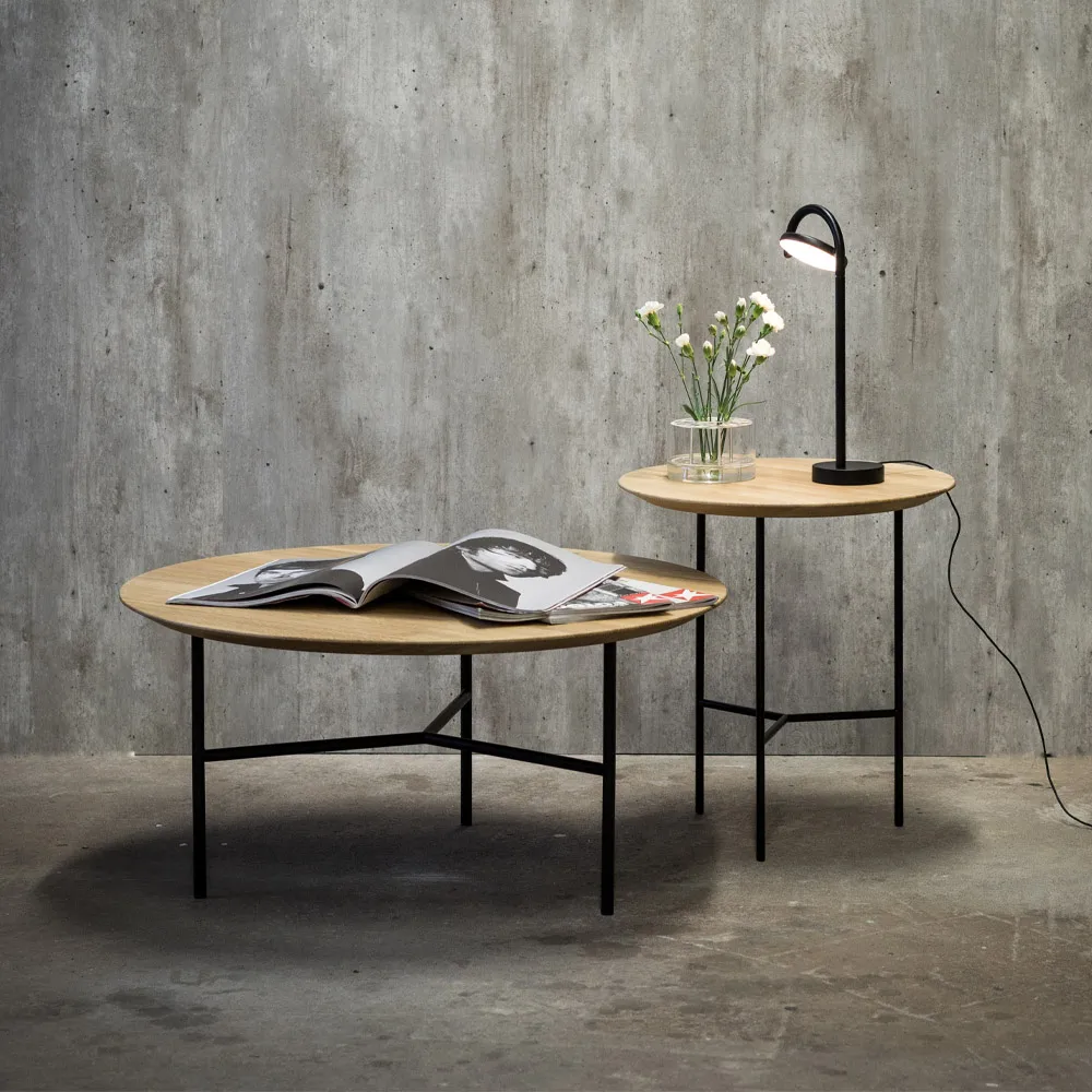 트리베카 사이드 테이블, oak oil rustic, black legs, ø47 cm Mavis