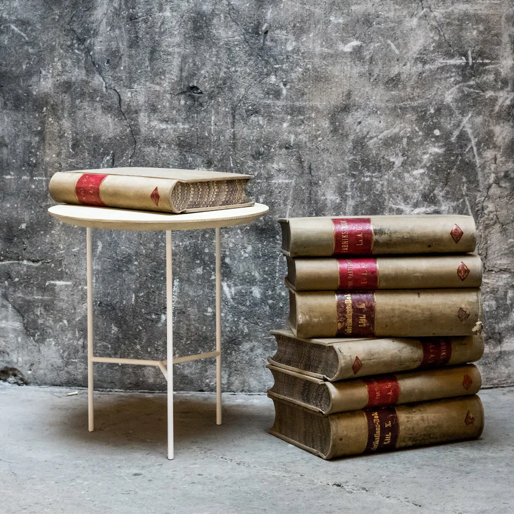 트리베카 사이드 테이블, oak oil rustic, white legs, ø47 cm Mavis