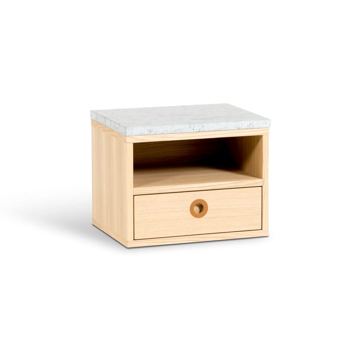 헬비켄 벽걸이형 협탁 - oak white pigment, limestone top, 1 drawer - Mavis