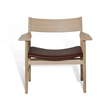 Siza 라운지 체어 - 화이트 피그먼트 무광 래커 오크 – Mocca Tärnsjö 가죽 - Mavis
