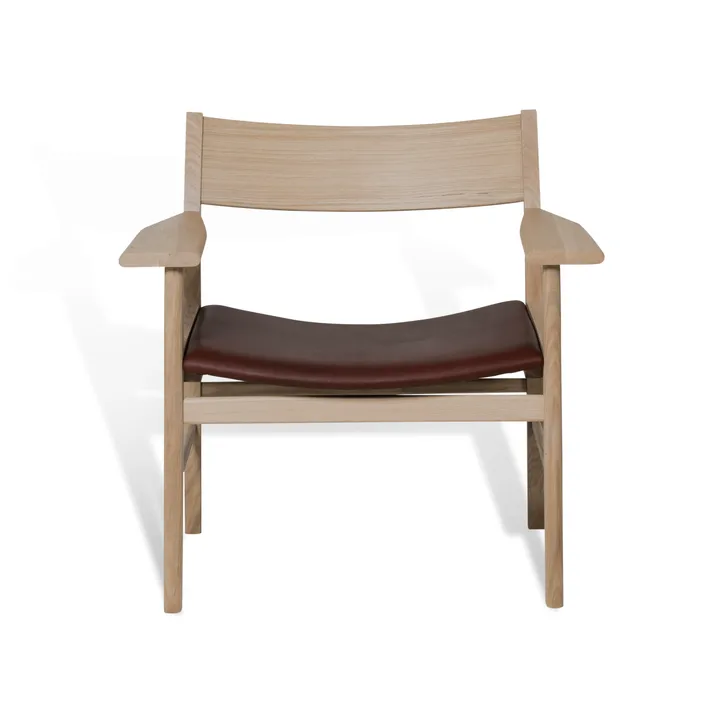 Siza 라운지 체어 - 화이트 피그먼트 무광 래커 오크 – Mocca Tärnsjö 가죽 - Mavis