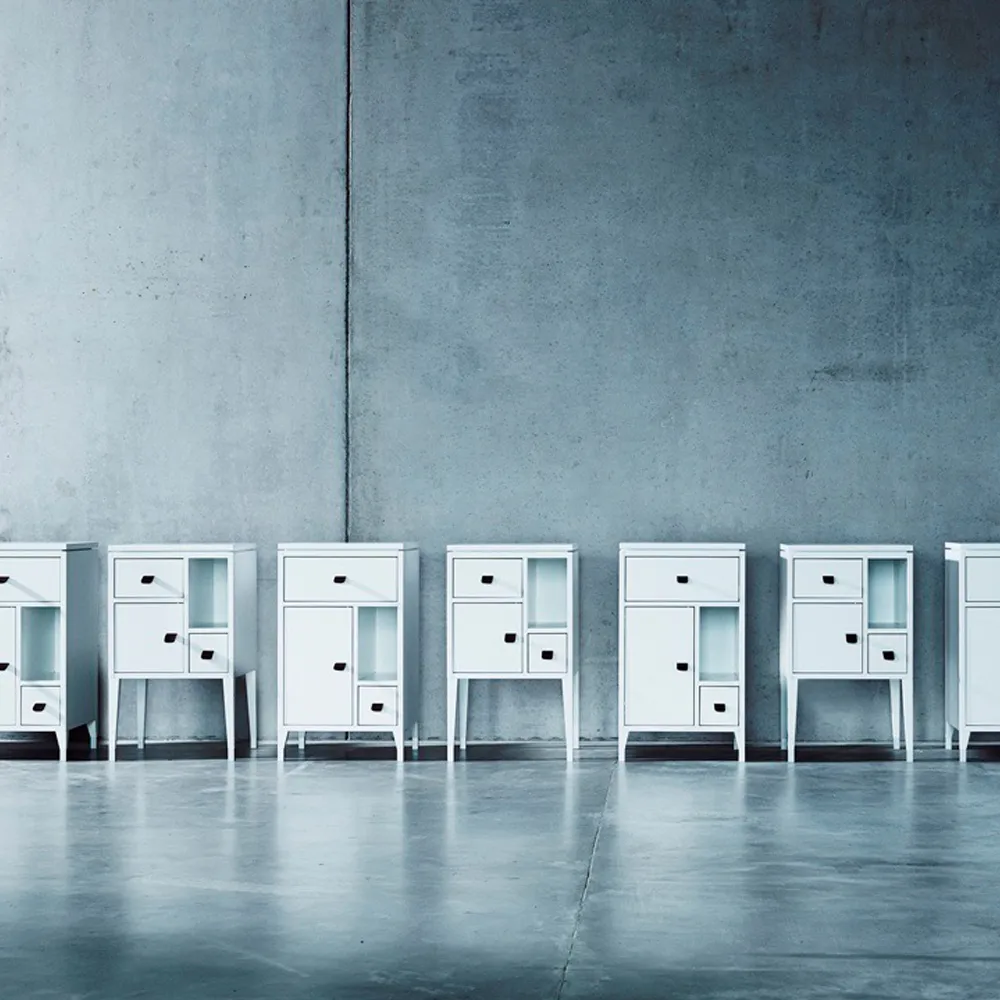 아비스코 하이 레그 협탁, white, handle in brown elk leather cm Mavis