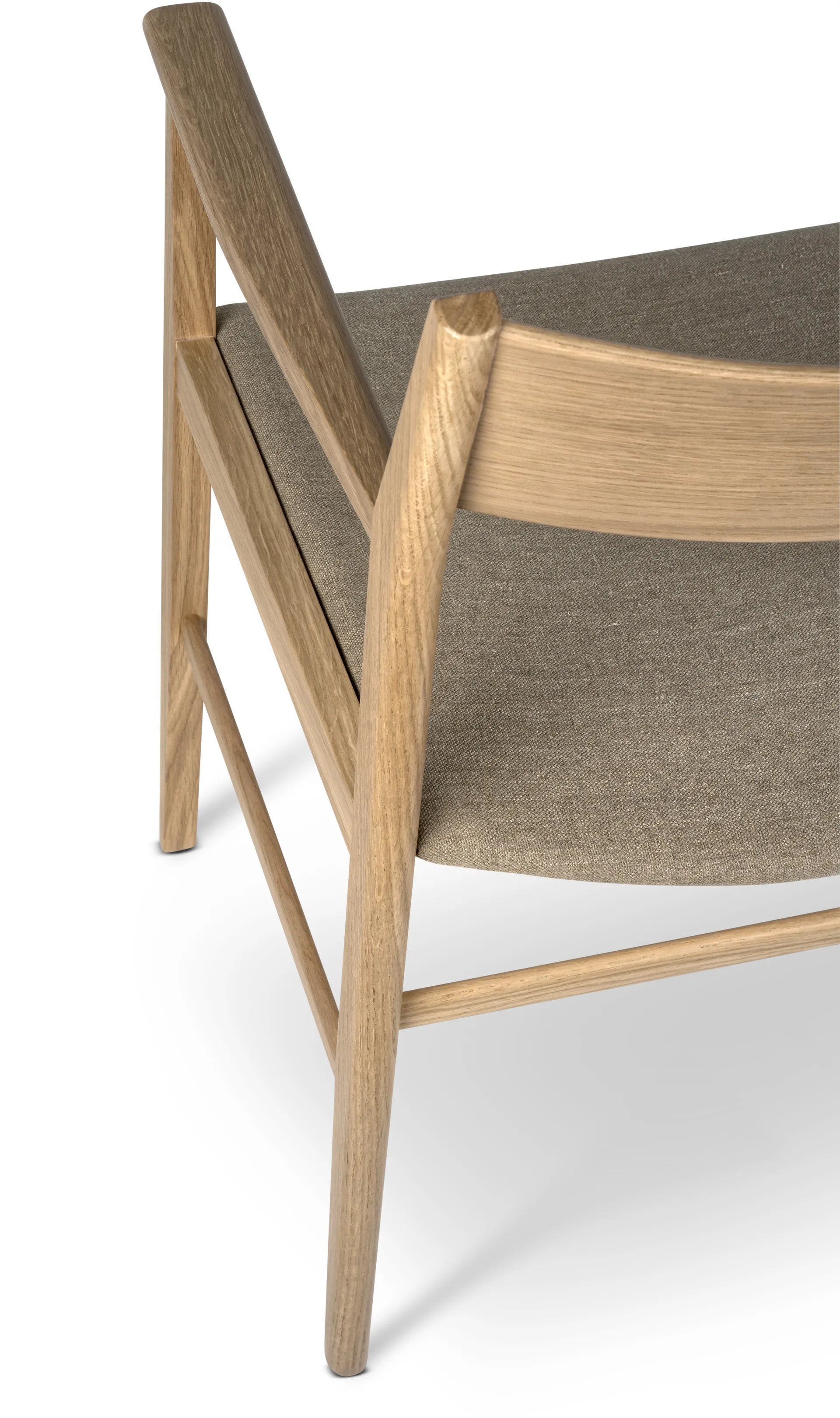시자 암체어, White pigmented oak-linen seat Mavis