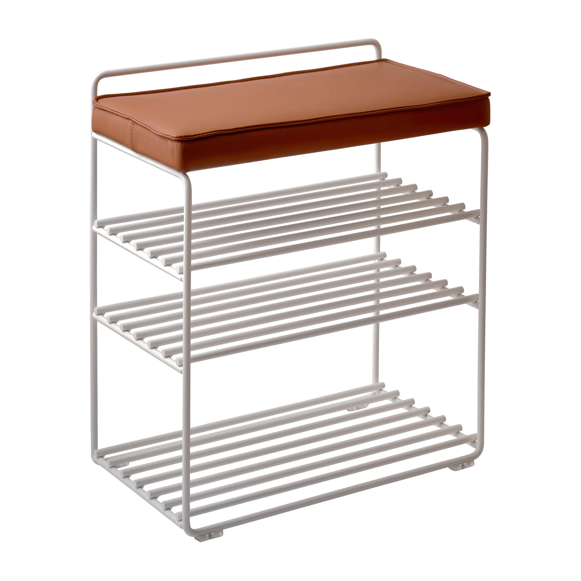 로워 이스트 시트 선반-스툴 50x28x58 cm, White-cognac leather Maze | 메이즈