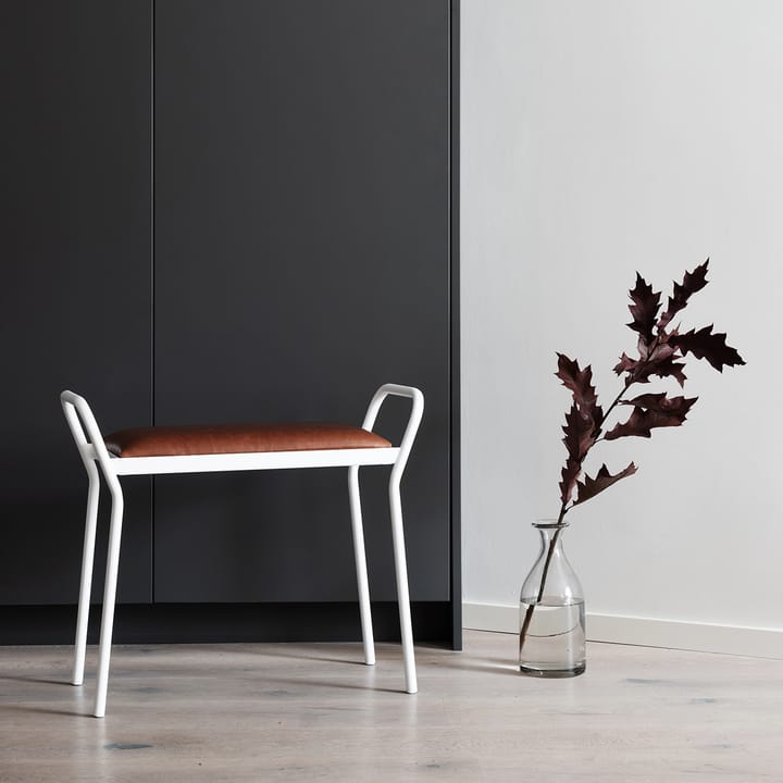 애니원 Anyone 스툴, White with vintage cognac leather Maze | 메이즈